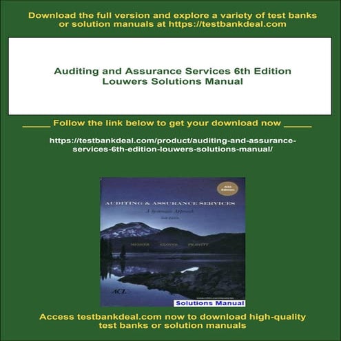 Auditing and Assurance Services 6th Edition Louwers Solutions Manual