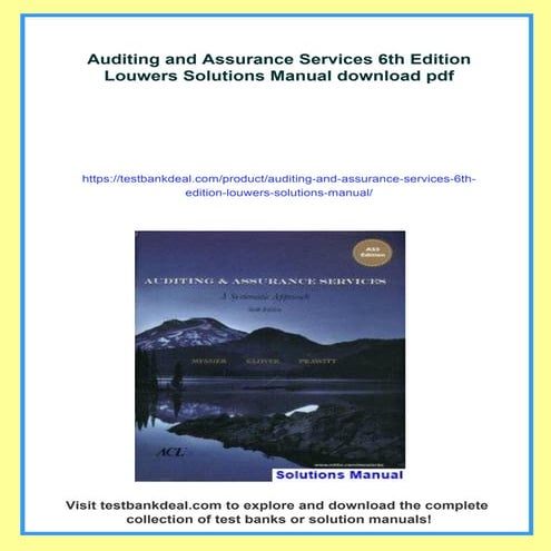 Auditing and Assurance Services 6th Edition Louwers Solutions Manual