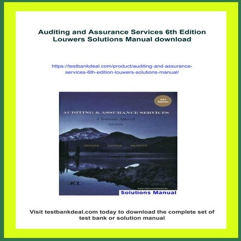 Auditing and Assurance Services 6th Edition Louwers Solutions Manual