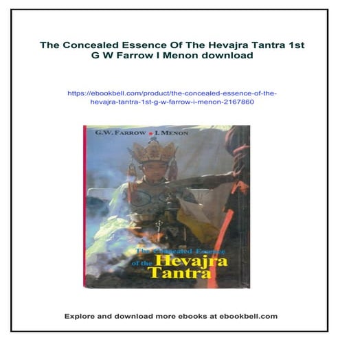 The Concealed Essence Of The Hevajra Tantra 1st G W Farrow I Menon