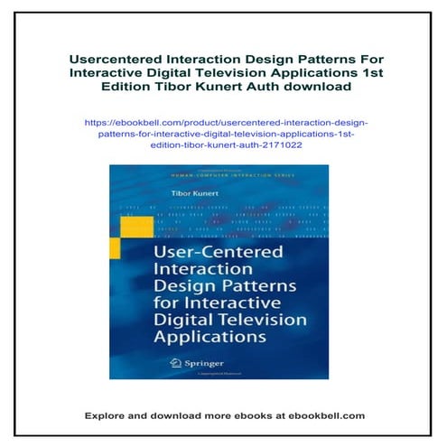 Usercentered Interaction Design Patterns For Interactive Digital Television A...