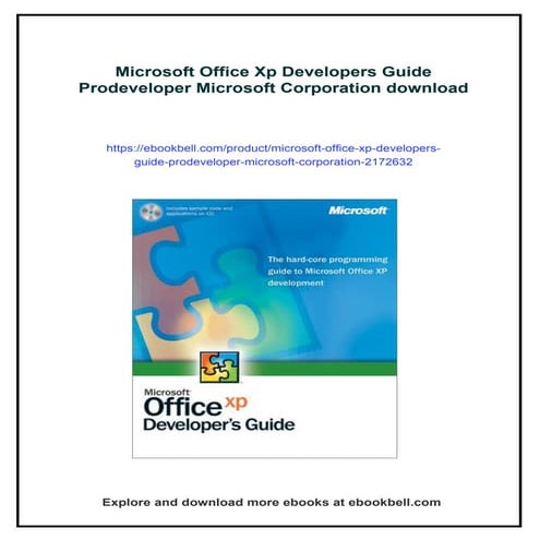 Microsoft Office Xp Developers Guide Prodeveloper Microsoft Corporation