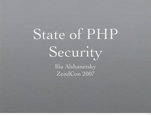 ZendCon Security