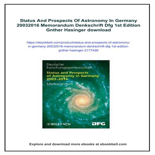 Status And Prospects Of Astronomy In Germany 20032016 Memorandum Denkschrift ...