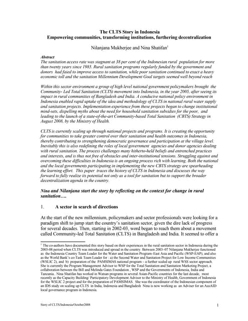 The Community-led Total Sanitation Story in Indonesia