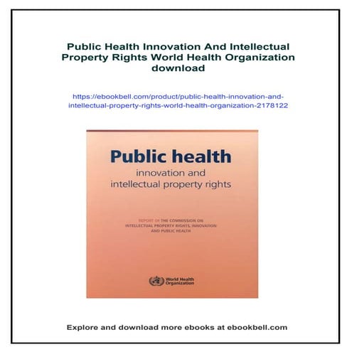 Public Health Innovation And Intellectual Property Rights World Health ...