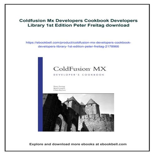 Coldfusion Mx Developers Cookbook Developers Library 1st Edition Peter Freitag
