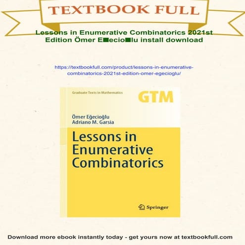 Lessons in Enumerative Combinatorics 2021st Edition Ömer Eğecioğlu | PDF