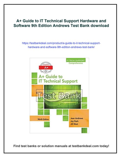 A+ Guide to IT Technical Support Hardware and Software 9th Edition Andrews Te...