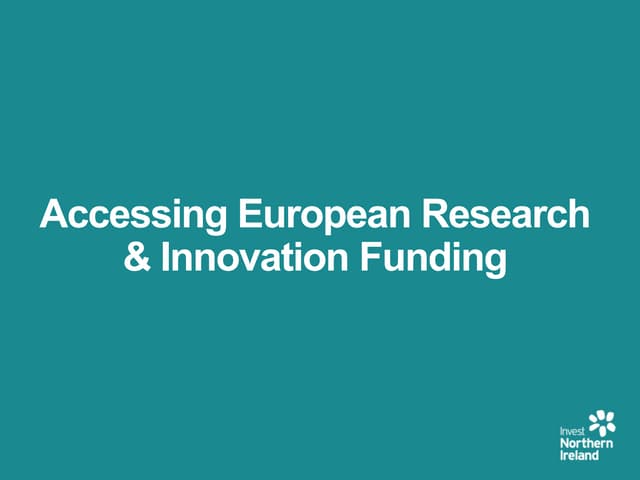 Accessing European Research and Innovation Funding Seminar for SMEs : EEN