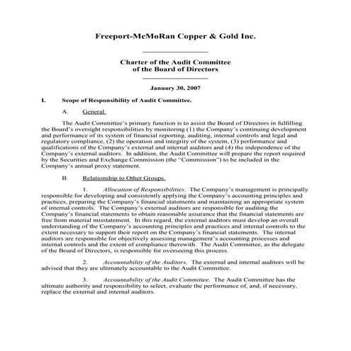 freeport-mcmoran copper& gold  Audit Committee