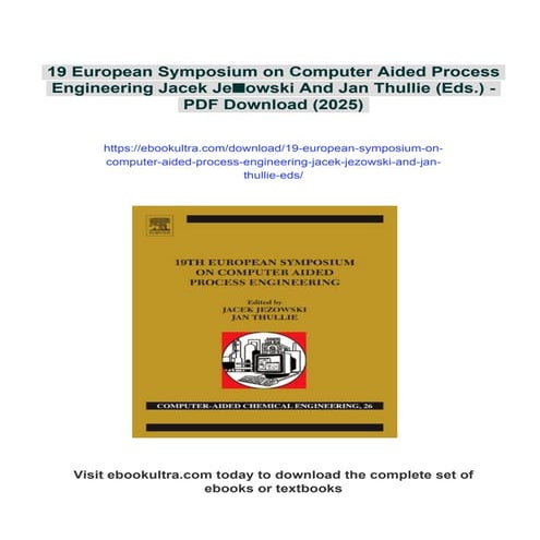 19 European Symposium on Computer Aided Process Engineering Jacek ...