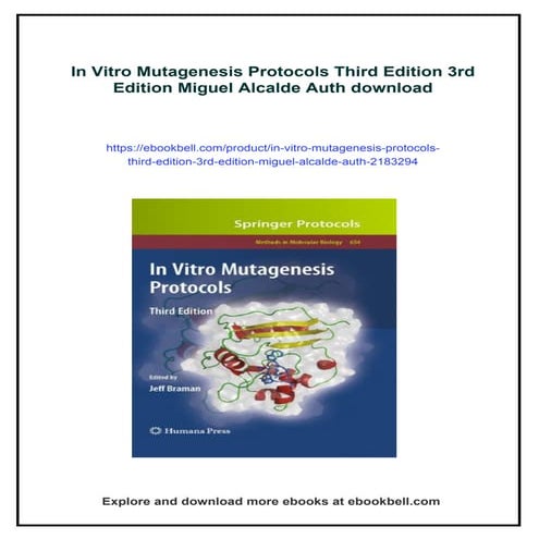 In Vitro Mutagenesis Protocols Third Edition 3rd Edition Miguel Alcalde Auth