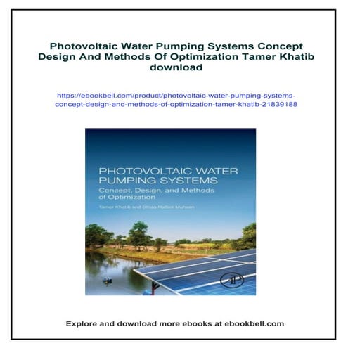 Photovoltaic Water Pumping Systems Concept Design And Methods Of ...