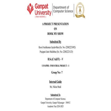 A PROJECT PRESENTATION ON BOOK MYSHOW Portal