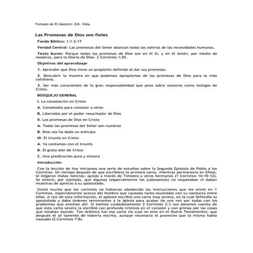 Las Promesas de Dios son fieles | PDF
