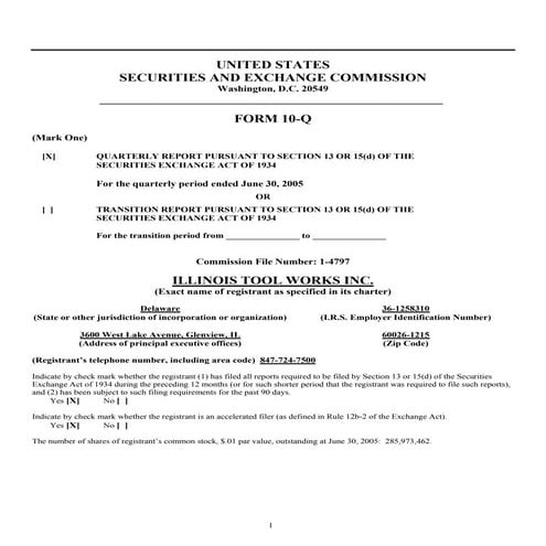 itw 10q 2 q05 | PDF