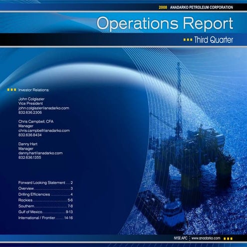 anadarko petroleum 3Q08 Operations Report 