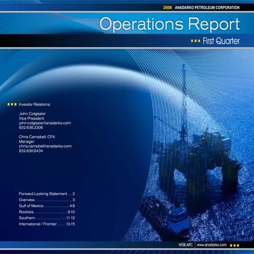 anadarko petroleum 1Q08 Operations Report