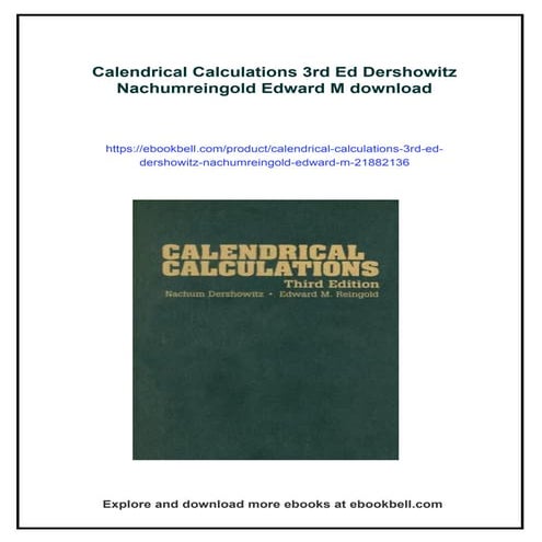 Calendrical Calculations 3rd Ed Dershowitz Nachumreingold Edward M