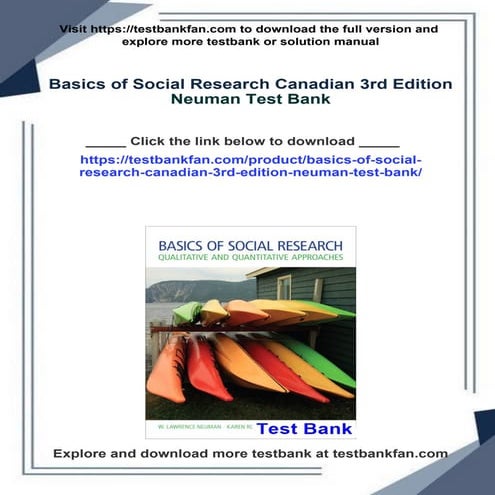 Get Basics of Social Research Canadian 3rd Edition Neuman Test Bank free all ...