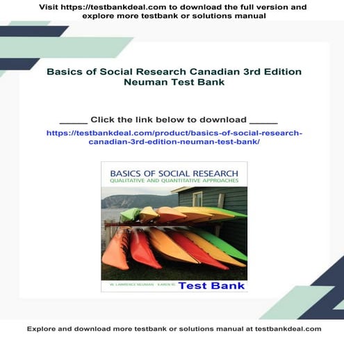 Basics of Social Research Canadian 3rd Edition Neuman Test Bank