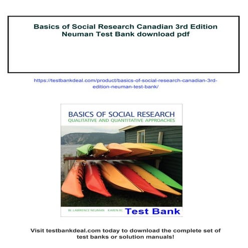 Basics of Social Research Canadian 3rd Edition Neuman Test Bank