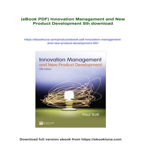 (eBook PDF) Innovation Management and New Product Development 5th | PDF
