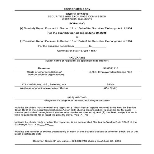 PCARJune2005_10-Q