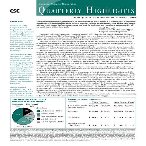 computer sciences FY 2003 Q3