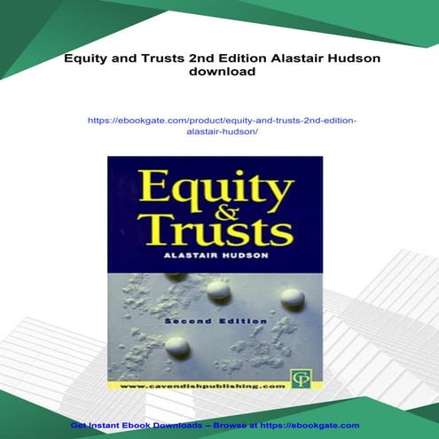 Equity and Trusts 2nd Edition Alastair Hudson | PDF