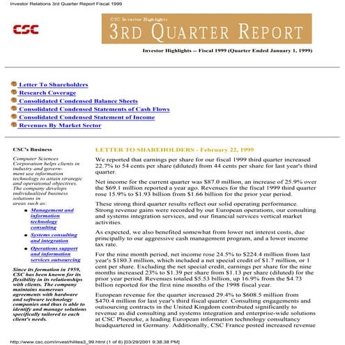 computer sciences FY 1999 Q3