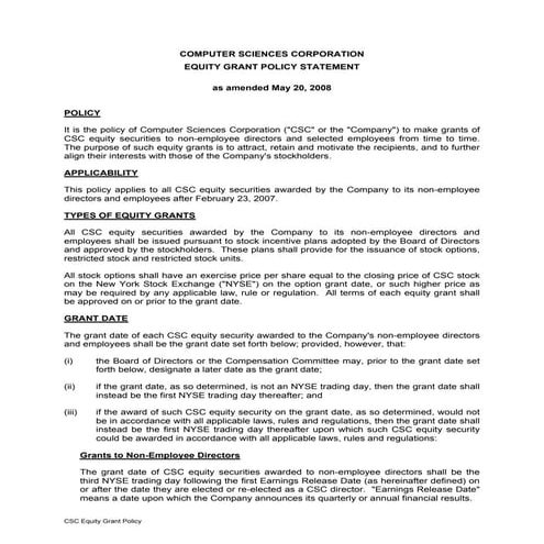 computer sciences equitygrant