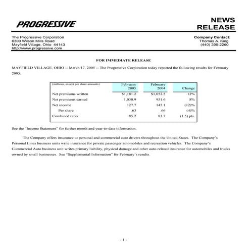 progressive mreport-02/05