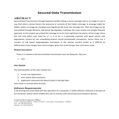  Secured data transmission Abstract 2017