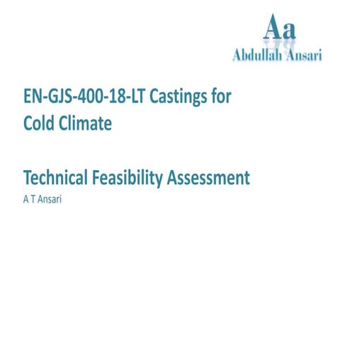 Assessment of for Suitability of Ductile Iron Castings for cold climates