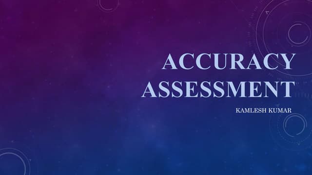 Remote sensing: Accuracy Assesment