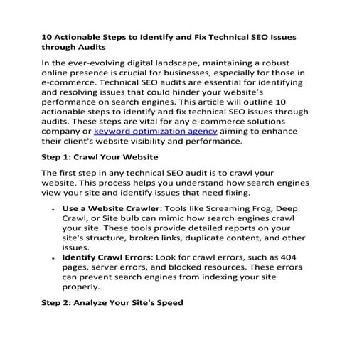 10 Actionable Steps to Identify and Fix Technical SEO Issues through Audits.pdf