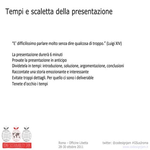 tempi e scaletta presentazione