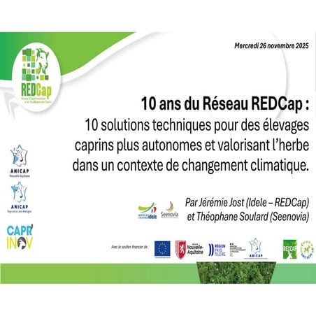 Caprinov 2025 - 10 ans du réseau RedCap : 10 solutions techniques pour des él...