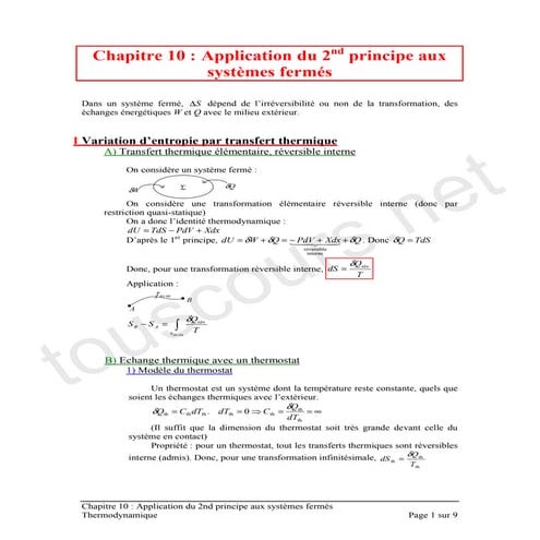 10 application du 2nd principe aux systèmes fermés