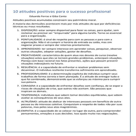 10 atitudes para o sucesso