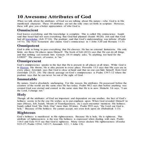 10 awesome attributes of god