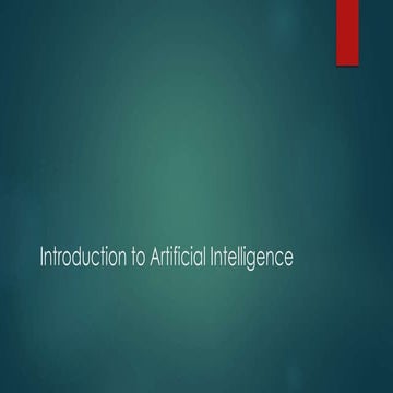 Introduction to Artificial Intelligence