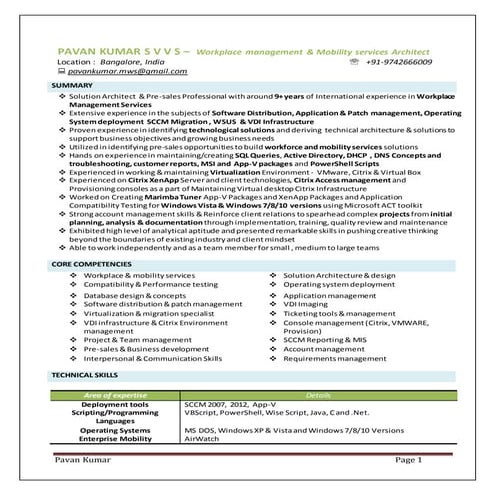 Pavan Kumar -  Workforce & Mobility Services Professional