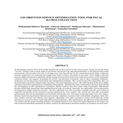 GIS Oriented Service Optimization Tools For Fecal Sludge Collection-Dalower 1