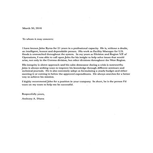 Tony's Reference Letter