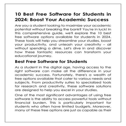 10 Best Free Softwares for Students to Enhance Their Skills | PDF