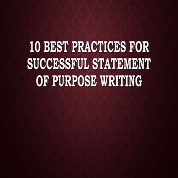 10 Best Practices For Successful Statement of Purpose Writing