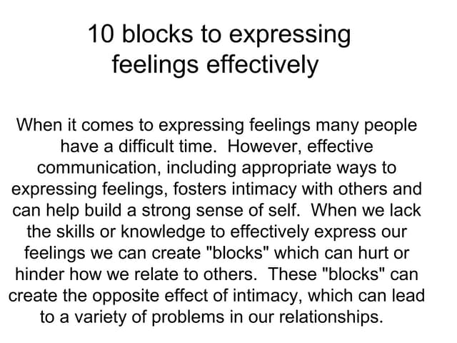 10 blocks expressing feelings